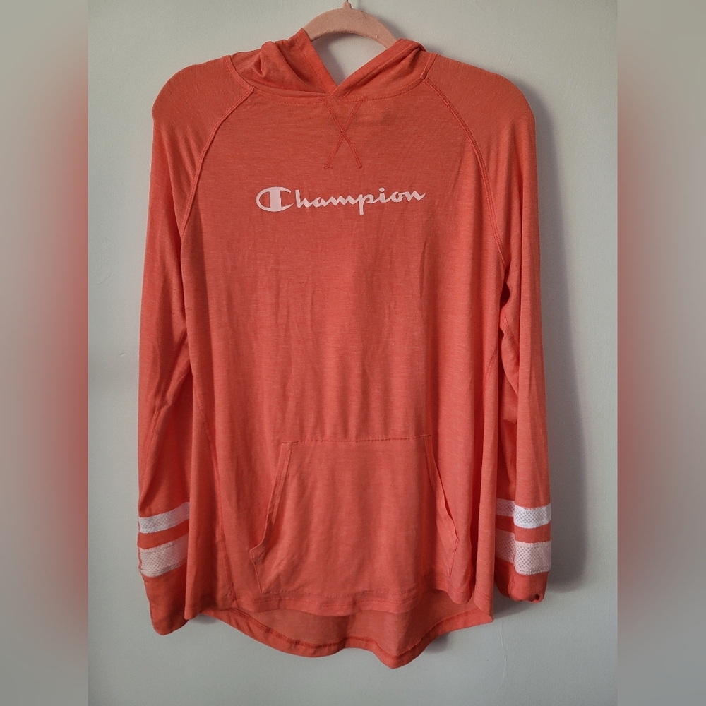 Champion Coral Hoodie with White Accents